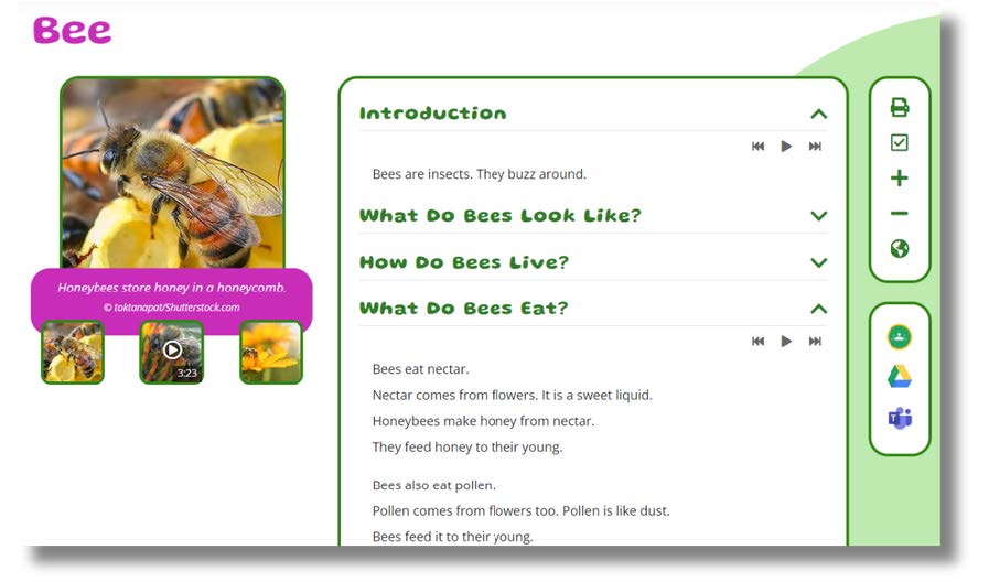 Britannica School Early Elementary article on bees