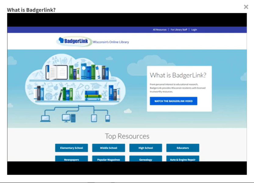 Screenshot of Introduction to BadgerLink video 