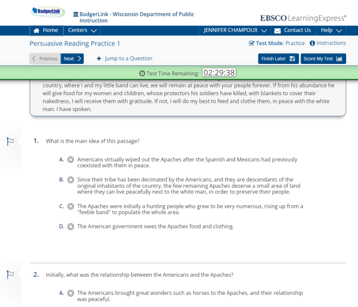 Persuasive reading test in Adult Core Skills